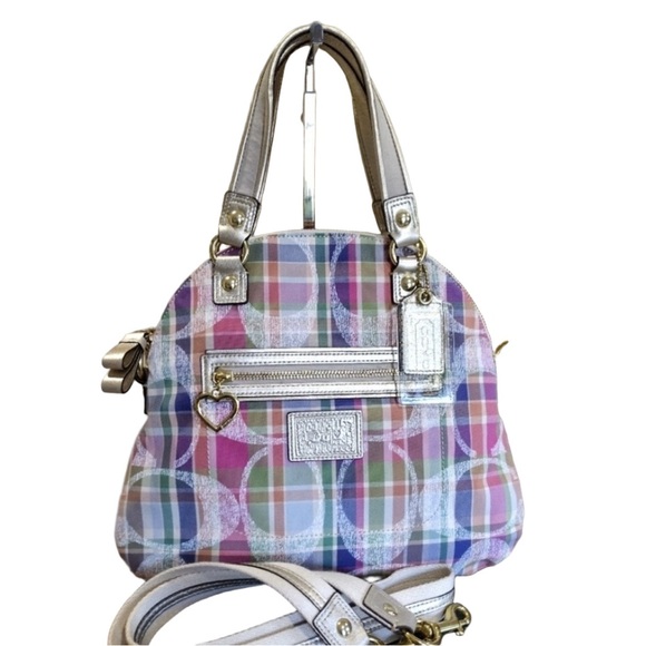 NWOT! Coach Poppy Daisy Madras Plaid Handbag Shoulder Bag GORGEOUS! - Picture 1 of 6